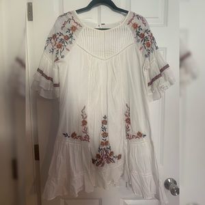 Free People Embroidered Floral Babydoll Dress